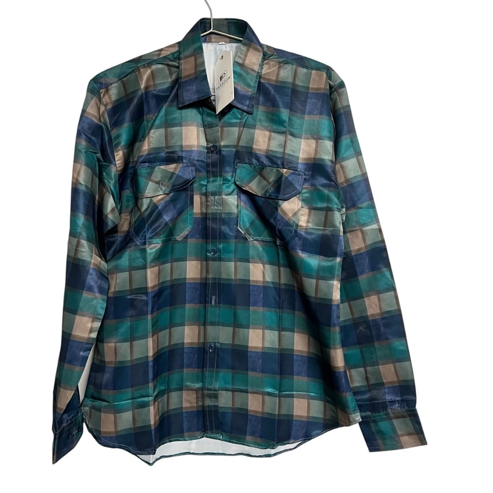 New‎ Mens Paragon Jackets Checkered Button Down Long Sleeve Jacket